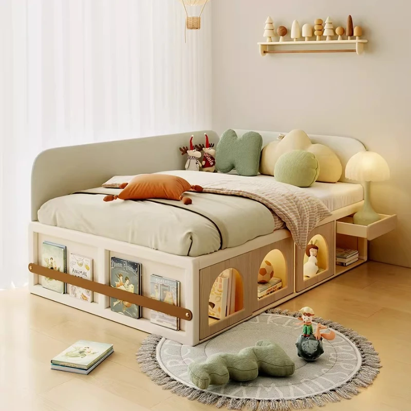 Boy Girl Tatami Children's Furniture Log Children's Bed Single Bed