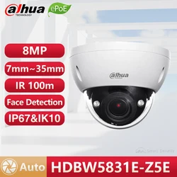 Dahua Original 4K Dome IP Camera Motorized Zoom 7-35mm Outdoor IK10 CCTV Night Vision IR 100m Face Detection ePoE HDBW5831E-Z5E