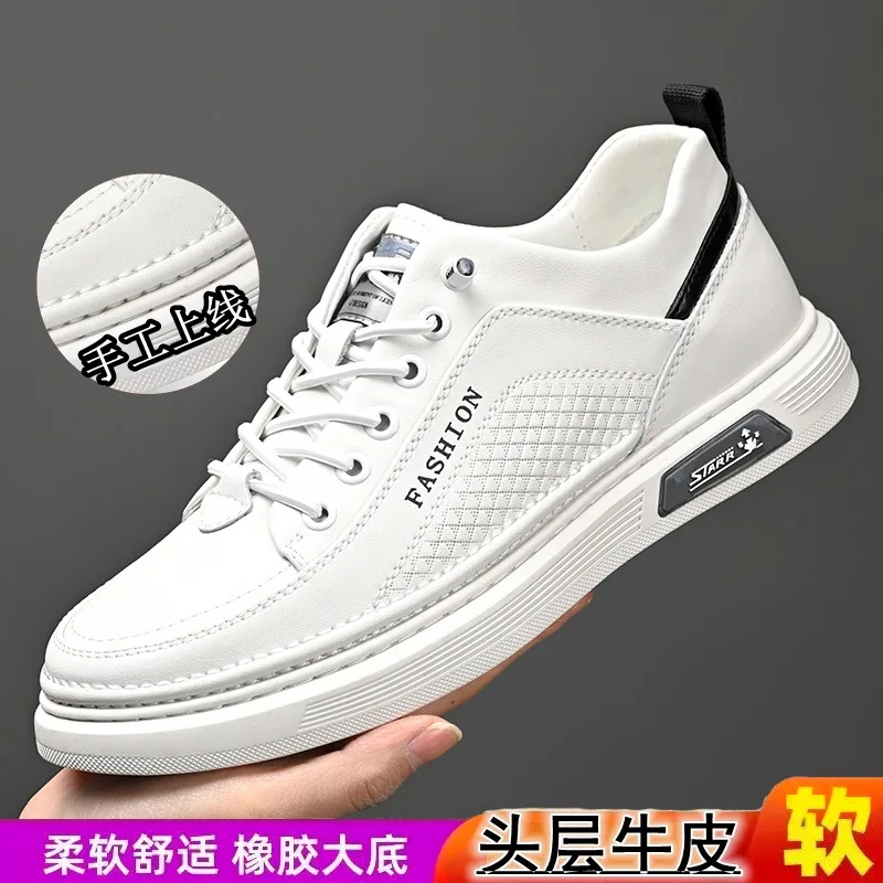 

Кожаные повседневные кроссовки и туфли для мужчин из воловьей кожи, с резиновой подошвой, противоскользящие, износостойкие 2309