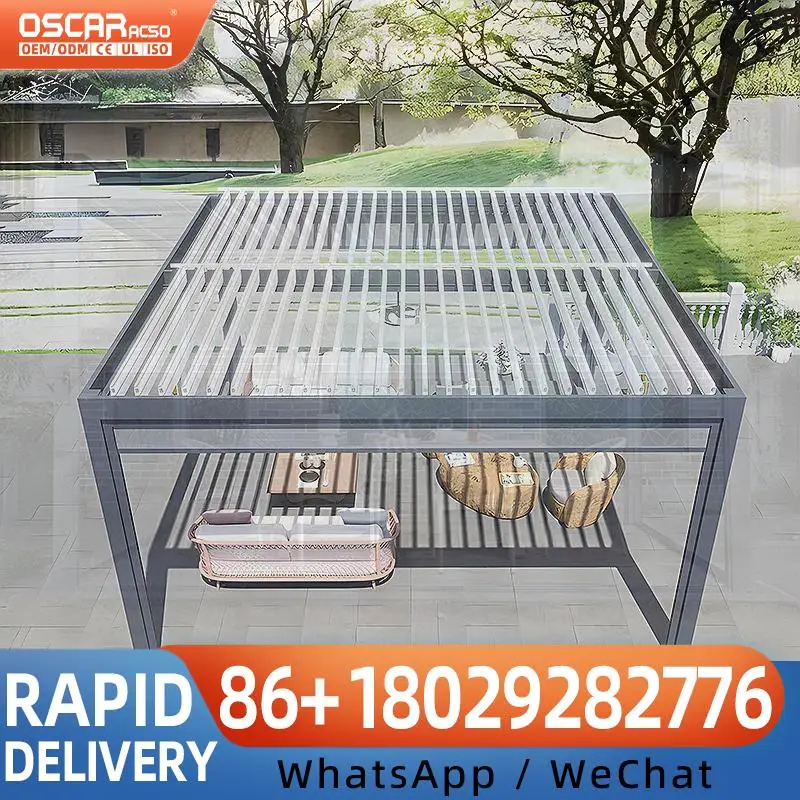 Smart Sun Shade Outdoor Aluminium Motorized Louvered Roof 6x3 3x6 Backyard Pavilion for Garden Patio Terrace pergola