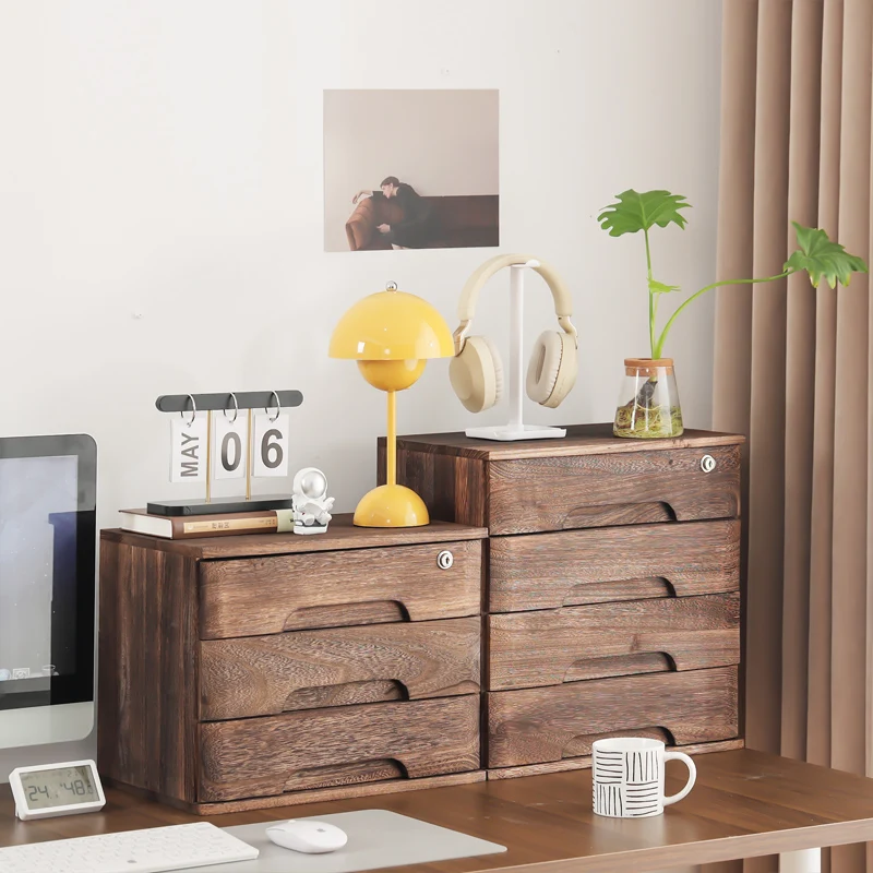 

Pure solid wood, desktop, storage box, charcoal grill, drawer type, office, document, storage cabinet, student, dormitory