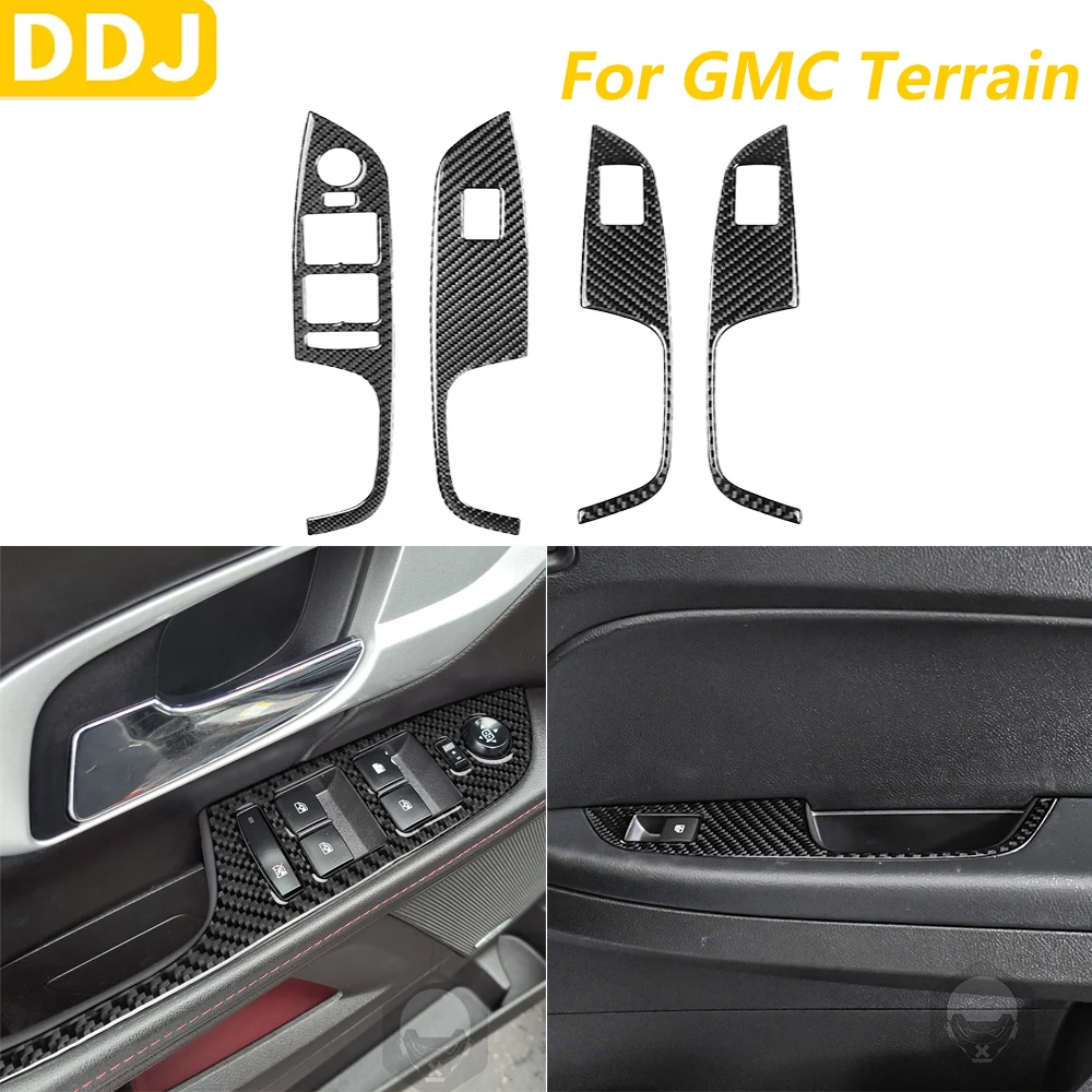 

For GMC Terrain 2010-2017 Carbon Fiber Window Lift Switch Control Panel Trim Cover Car Accessories Interior Decoration Sticker