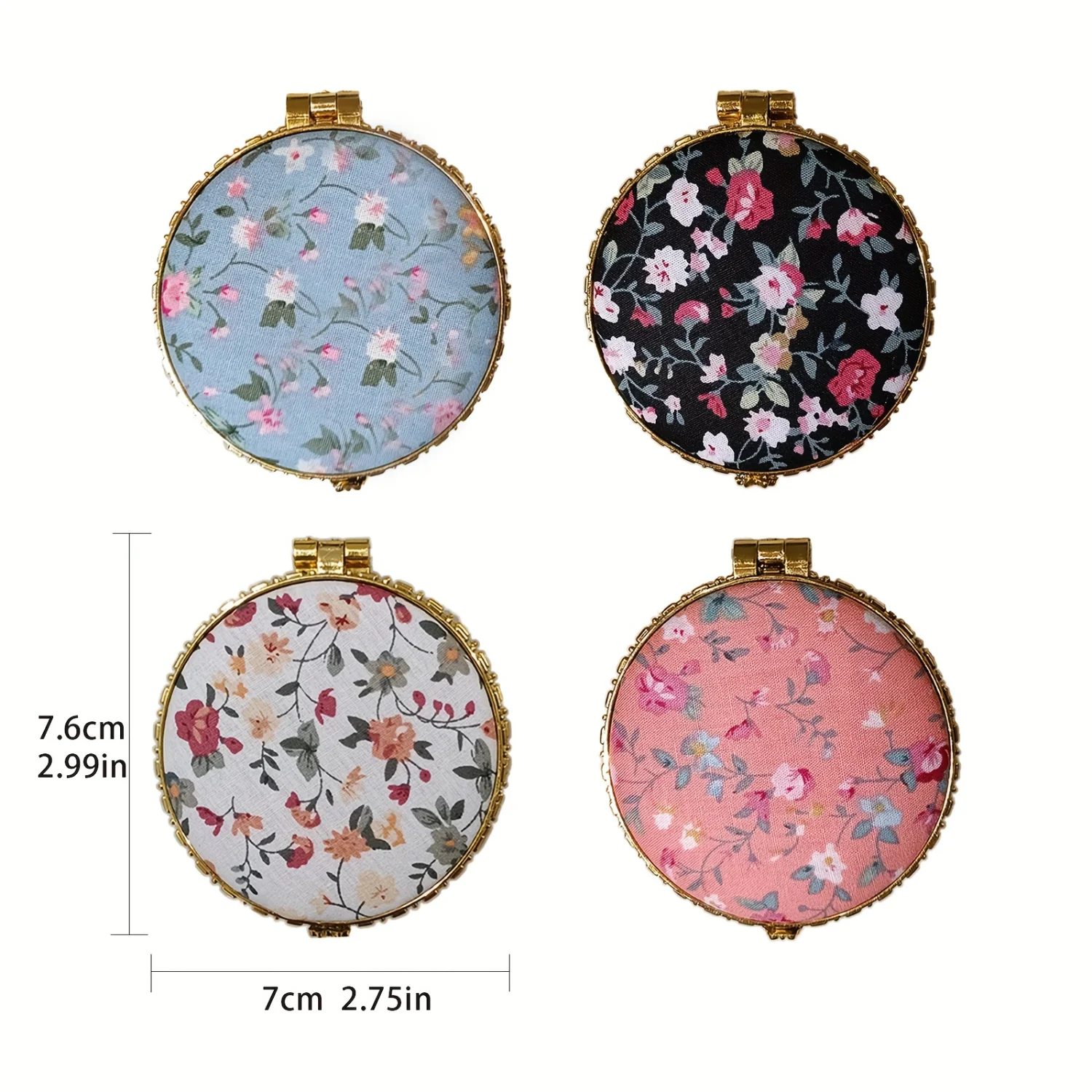 1pc dubbelzijdige draagbare make-upspiegel, opvouwbare mini-schoonheidsspiegel, make-upspiegel met bloemenpatroon, handbagage make-upspiegel, Pocke