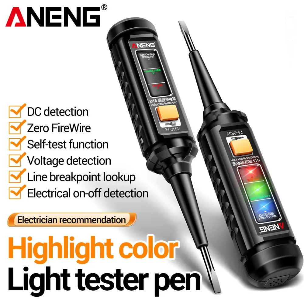 Indução Pen Highlight Color Light Professional ac Voltage Detection Electricista Screwdriver Testing Tools Aneng-b15
