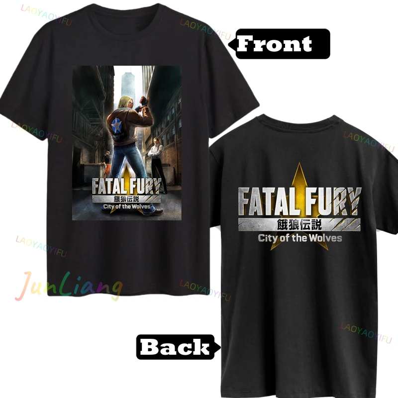 Fatal Fury City of The Wolves Retro Fighting Game Tribute Fan Pure Cotton Top Y2k Clothes for Women Woman Clothing T-shirts Goth