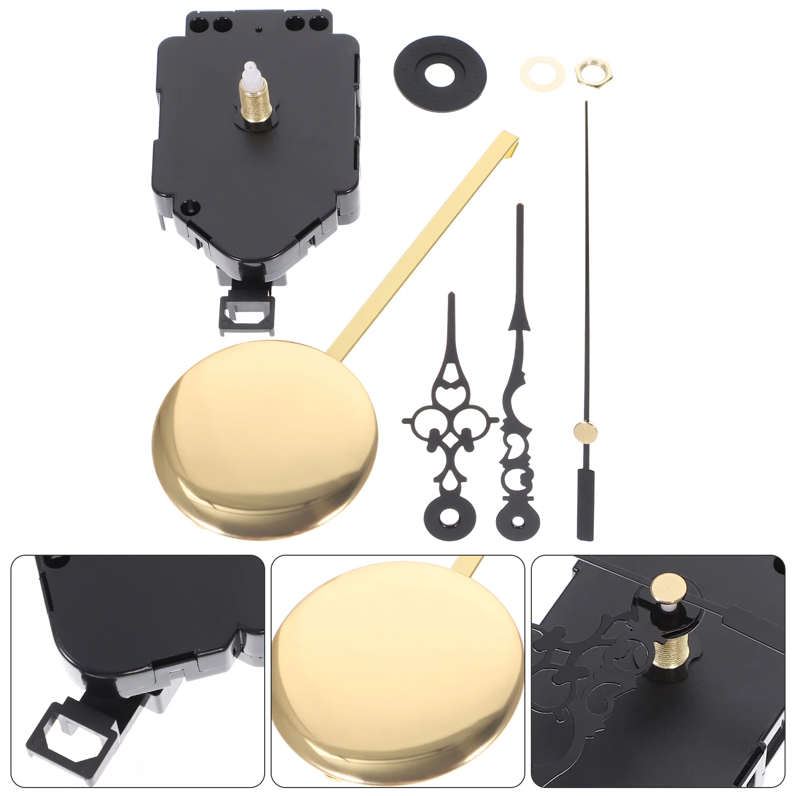 

Clock Movement Swing Component Hands Kit Wall Mechanism Replacement Black DIY