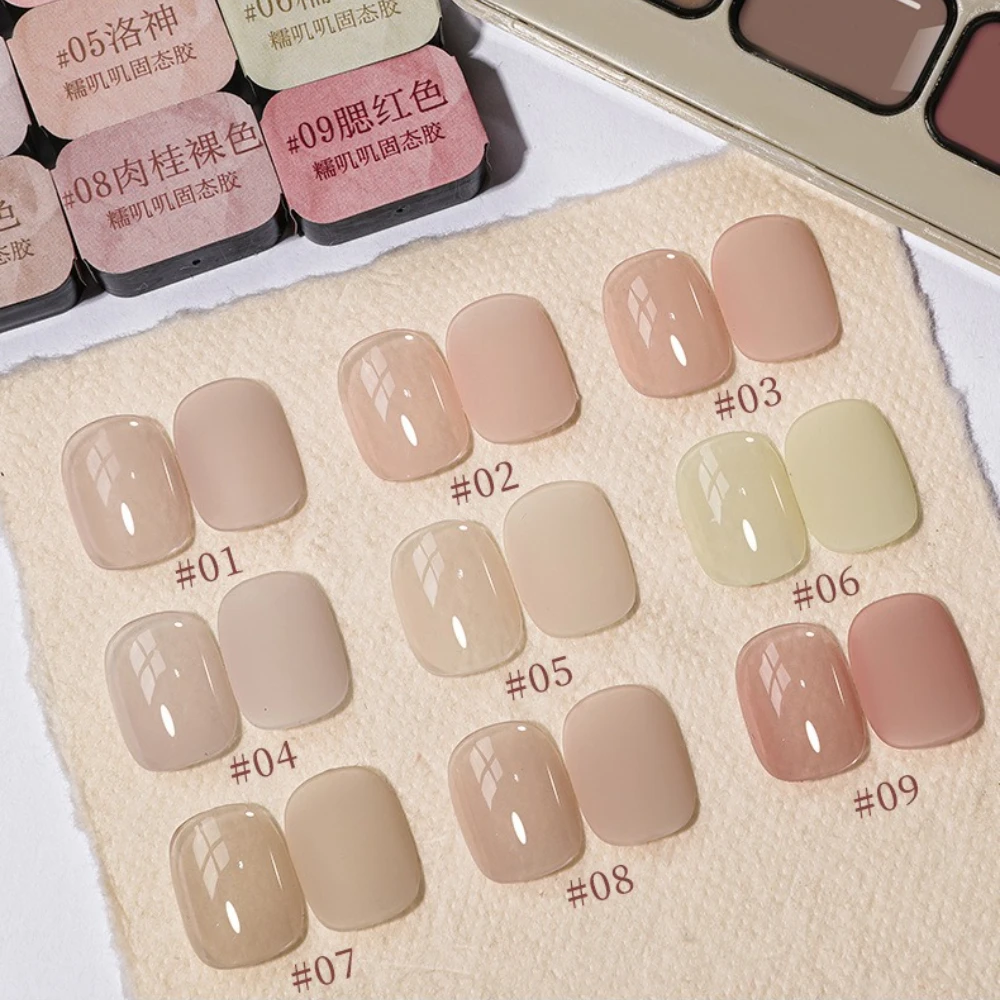9 ألوان الصلبة جيل للأظافر لوحة اليابانية كريم الطين اللوحة هلام عدة مسمار تصميم طويل الأمد شبه دائم نقع قبالة الورنيش