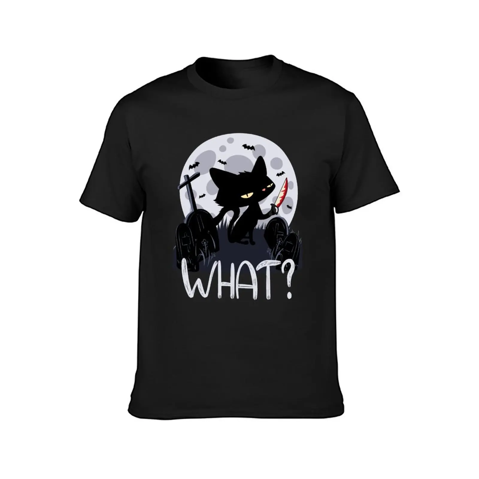 cat with knife funny say what ? T-Shirt boys animal print boys whites Blouse shirts graphic tees mens t shirts