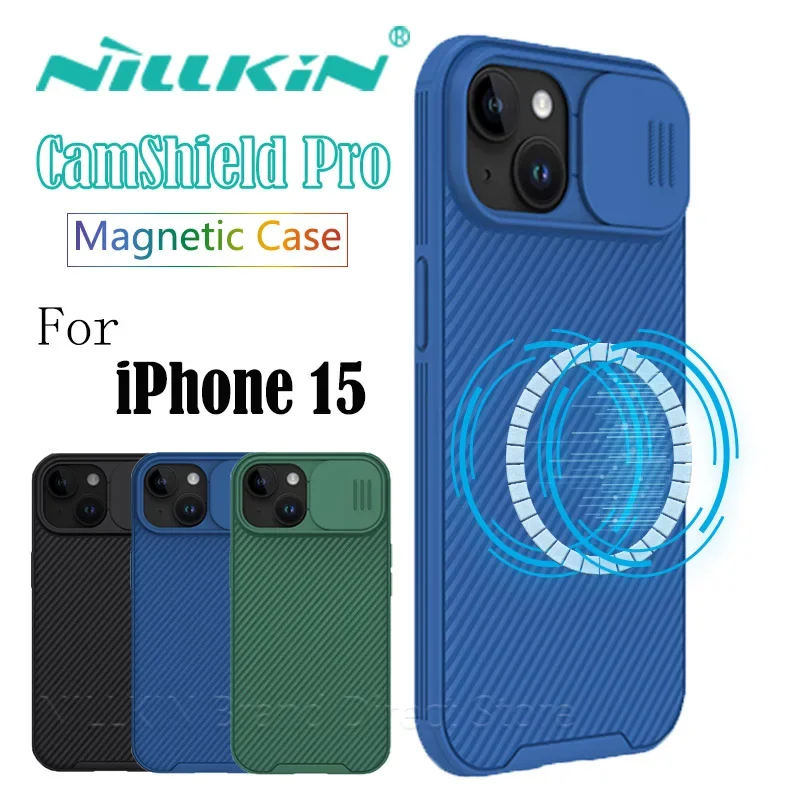 

Nillkin Magsafe Case for iPhone 15, CamShield Pro Magnetic Case, Slide Lens, Camera Protection, TPU+PC, Shockproof, Back Cover