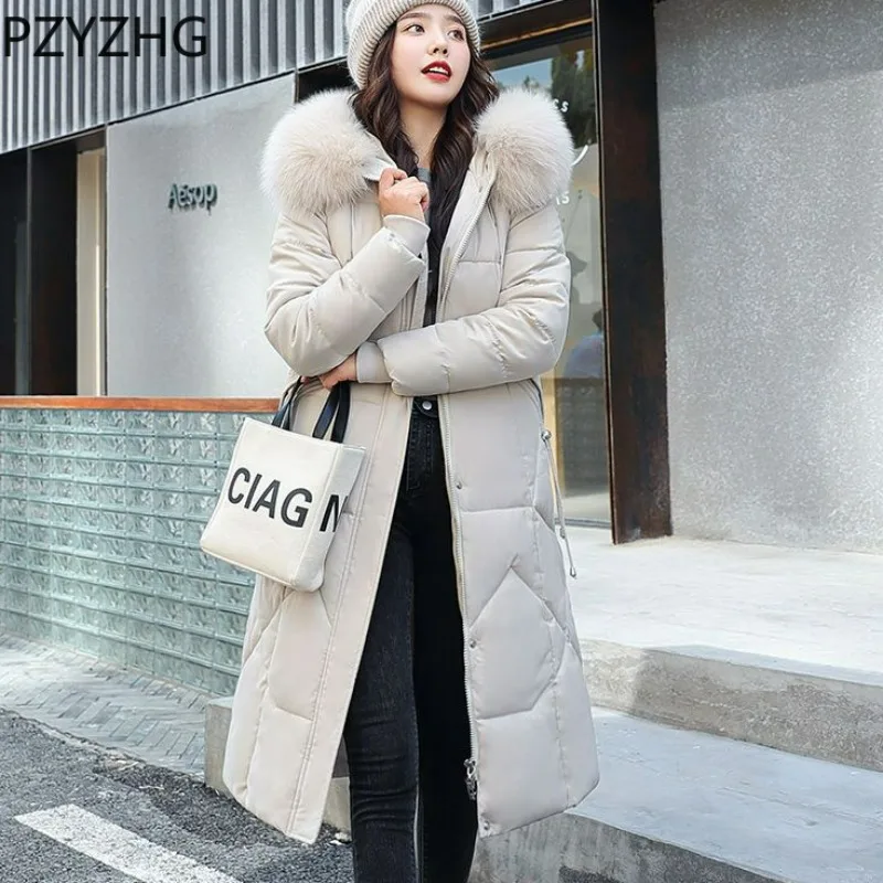 2023 New Women Down Cotton Coat Winter Jacket Female Loose Large Parkas Warm Thick Outwear Artificial Fur Collar Hooded Overcoat