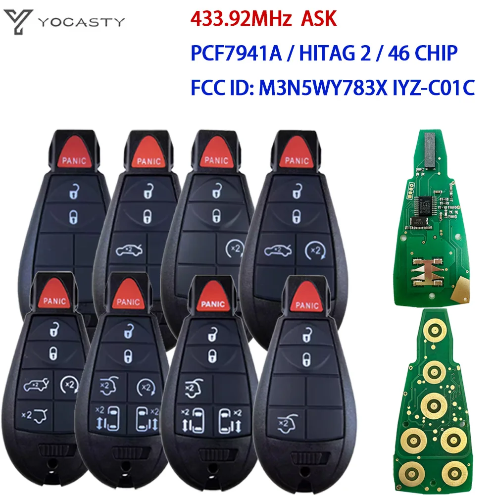 

YOCASTY 433Mhz 7941Chip Remote Car Key M3N5WY783X For Chrysler Town & Country Jeep Grand Cherokee Dodge Caravan Journey IYZ-C01C