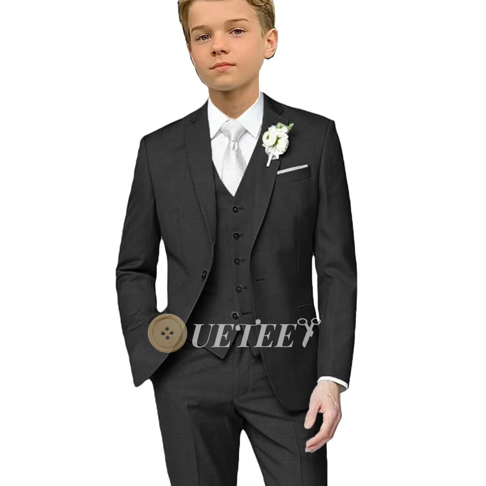 UETEEY Casual Elegant Boy's Suits for Wedding Page Boy 3 Pieces Single Breasted Blazer Vest Pants Kids Tuxedo