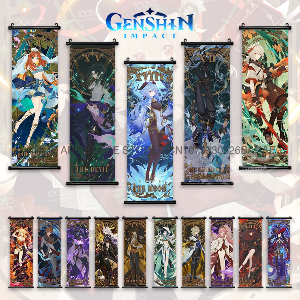 

Genshin Impact Hanging Painting Home Decor Wall Art Kawaii Anime Posters Japanese Kamizato Ayaka Scrolls Pictures For Bedroom