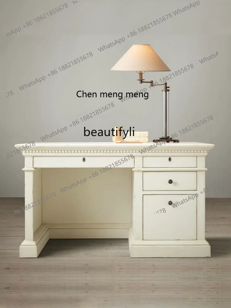 

K185 American-Style Solid Wood Desk Oak Simple Writing Desk Bedroom Small Apartment Retro French Computer Desk