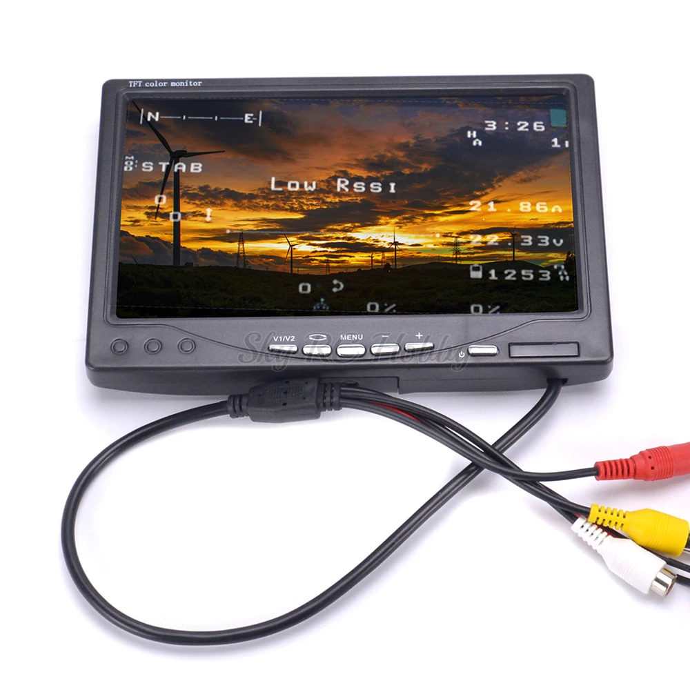 NEW 7 inch LCD TFT 1024 x 600 Monitor with T plug Screen FPV Monitor Photography Ground Station For RC Parts QAV-R 220mm QAV-X