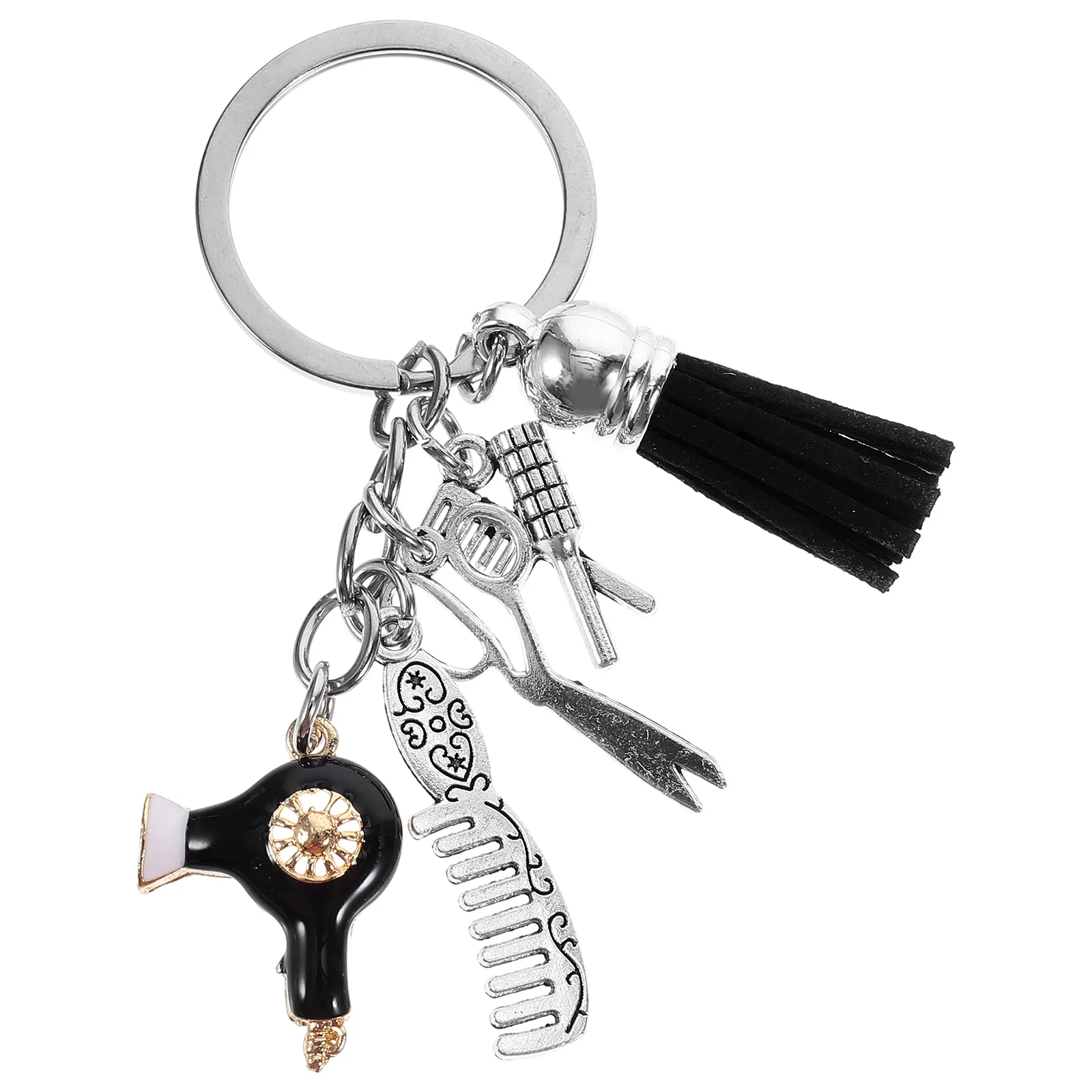 Key Fob Hanging Decoration Ornaments Hair Dryer Hairdresser Chains Zinc Alloy Rings Pendant Backpack Hairdressing Keychain