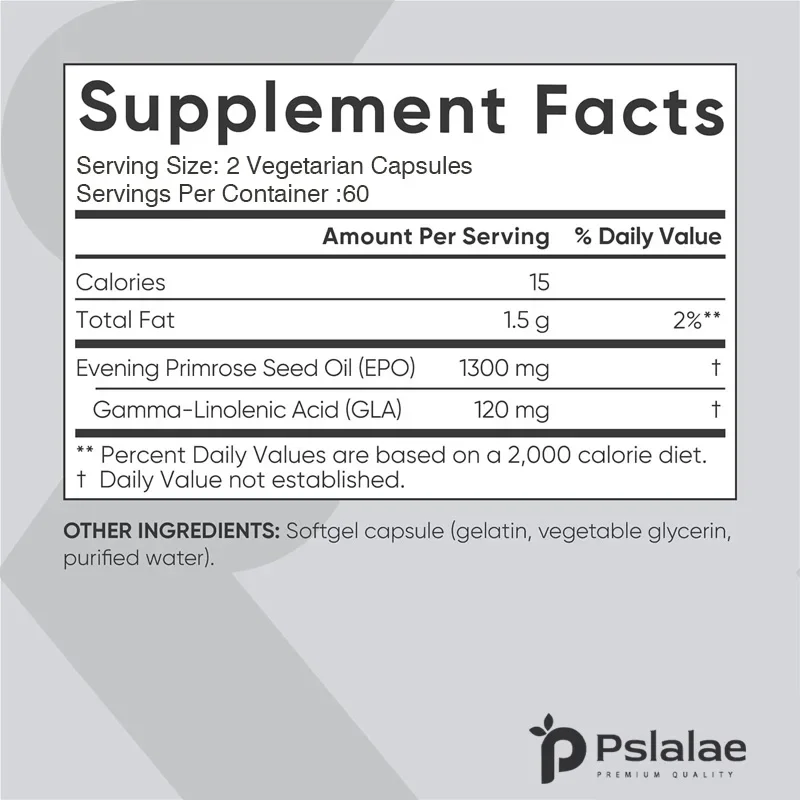 Pslalae Evening Primrose Capsules 1300 Mg - Softgels for Women\'s Health and Skin Health