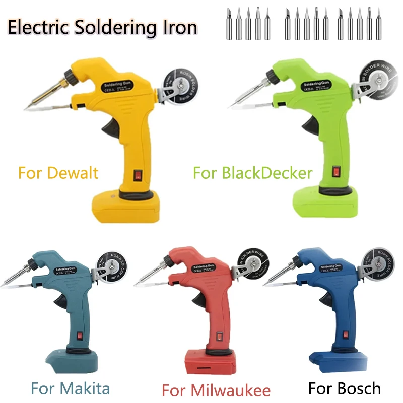 

30W Cordless Soldering Iron Automatic Soldering Gun for Makita/Bosch/Milwaukee/Dewalt/Black&Decker 18V Battery Repair Welding