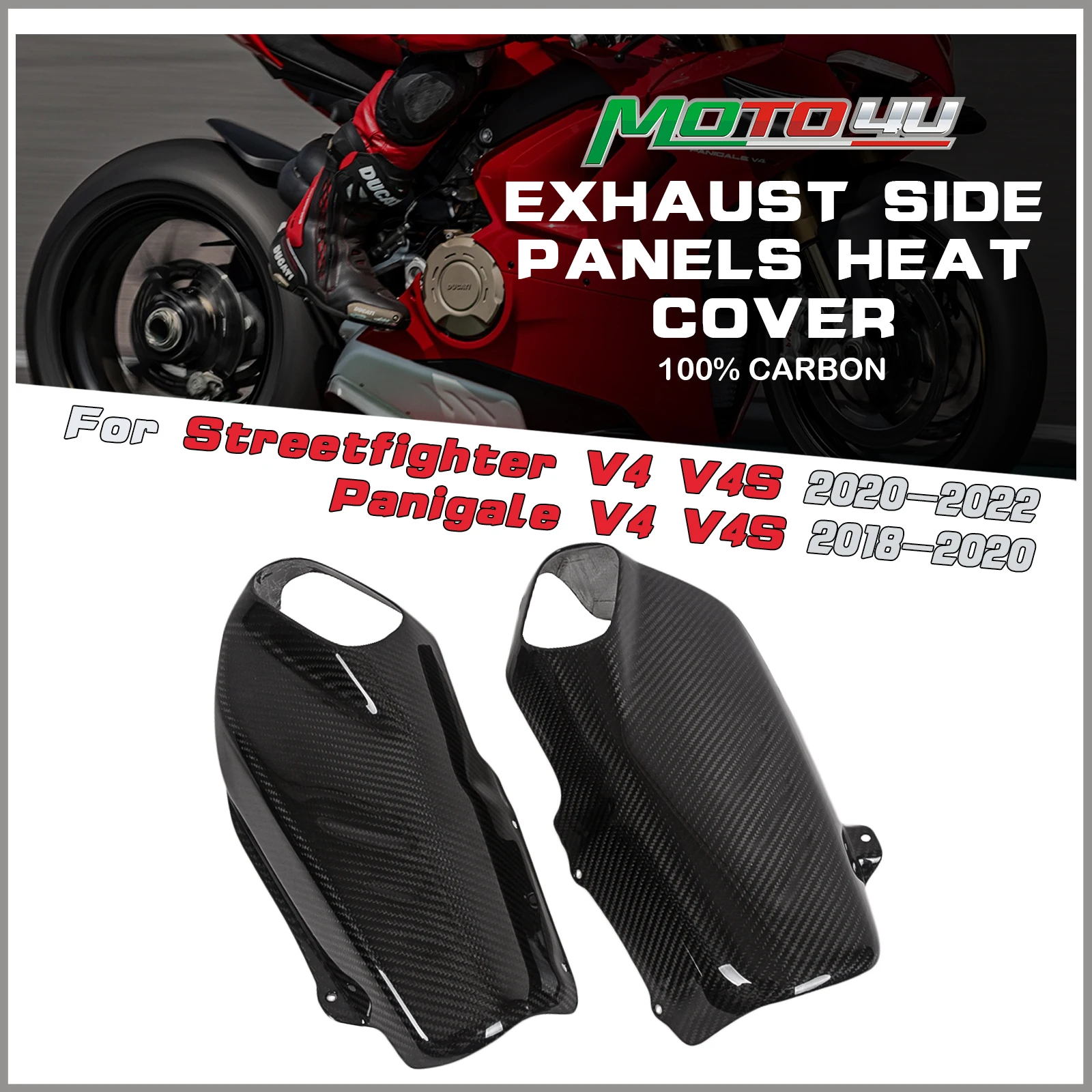

For Ducati Streetfighter V4 V4S 2020 2021 2022 Carbon Finer Exhaust Side Panels Heat Exhaust Cover Motorcycle Accessories