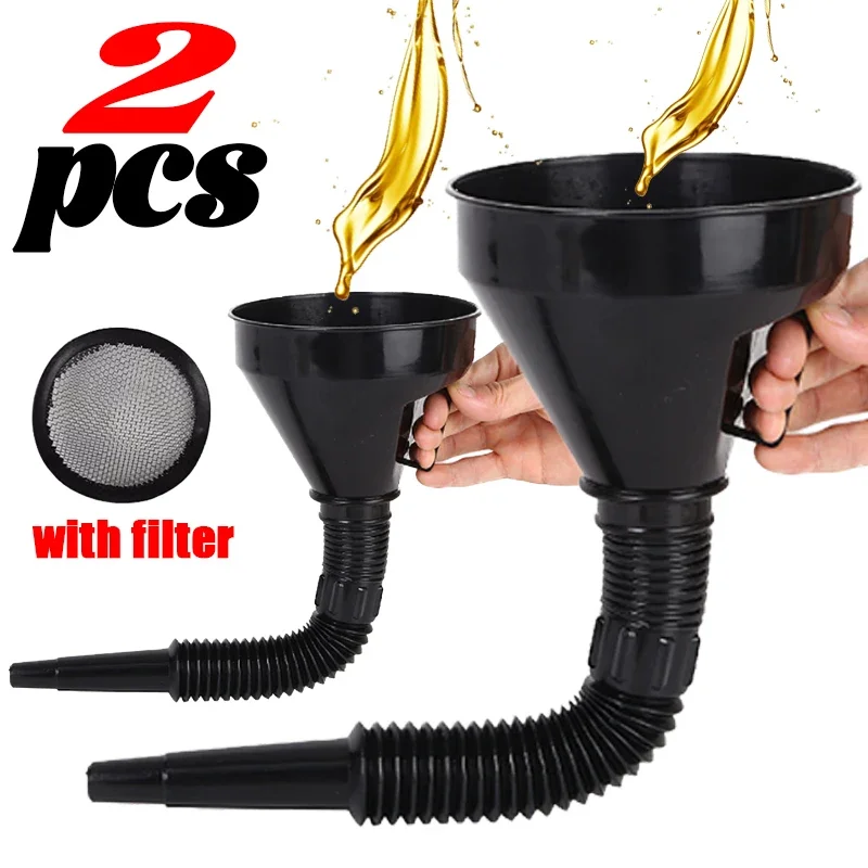 Car Engine Refueling Funnels with Filter Extension Pipe Universal Motorcycle Truck Oil Petrol Diesel Gasoline Fuel Funnel