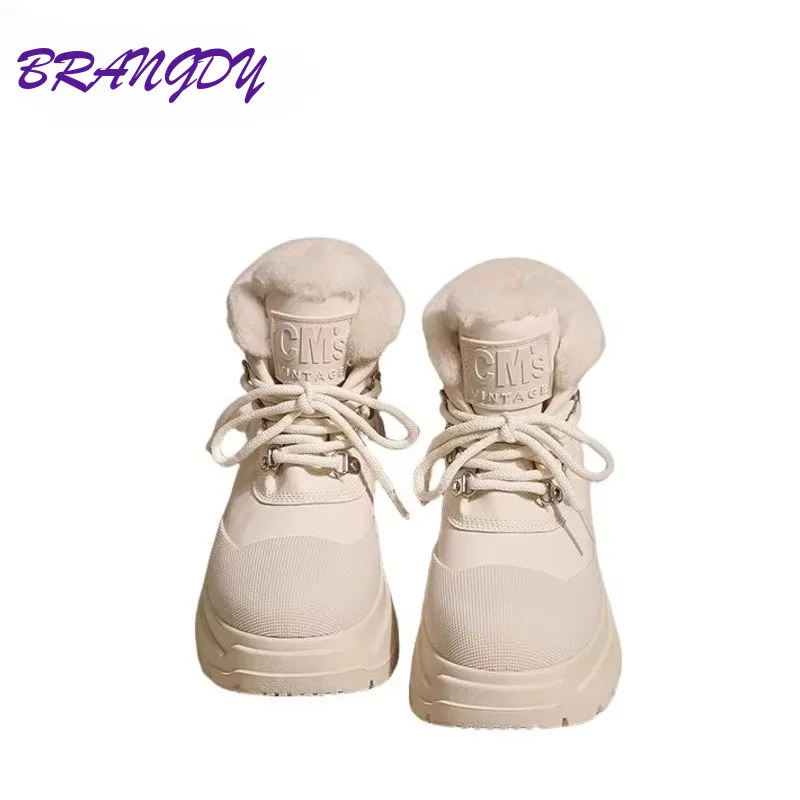 

BRANGDY High Quality White Snow Boots Women Winter Fashion Thickened Insulation Thick Sole Simple And Versatile Women's Boots