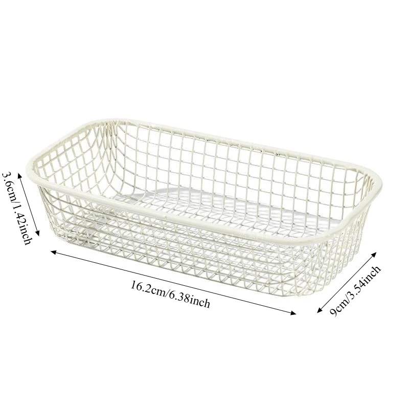 سلة سلكية معدنية قابلة للطي منظم سطح المكتب مكتب عمل تخزين سلة تخزين حديدية عتيقة لغرفة المعيشة المطبخ ديكور المنزل #4