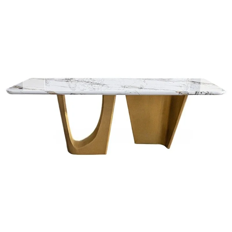 

Marble dining table Modern light luxury dining table Italian designer high-end Hong Kong-style dining table and chairs