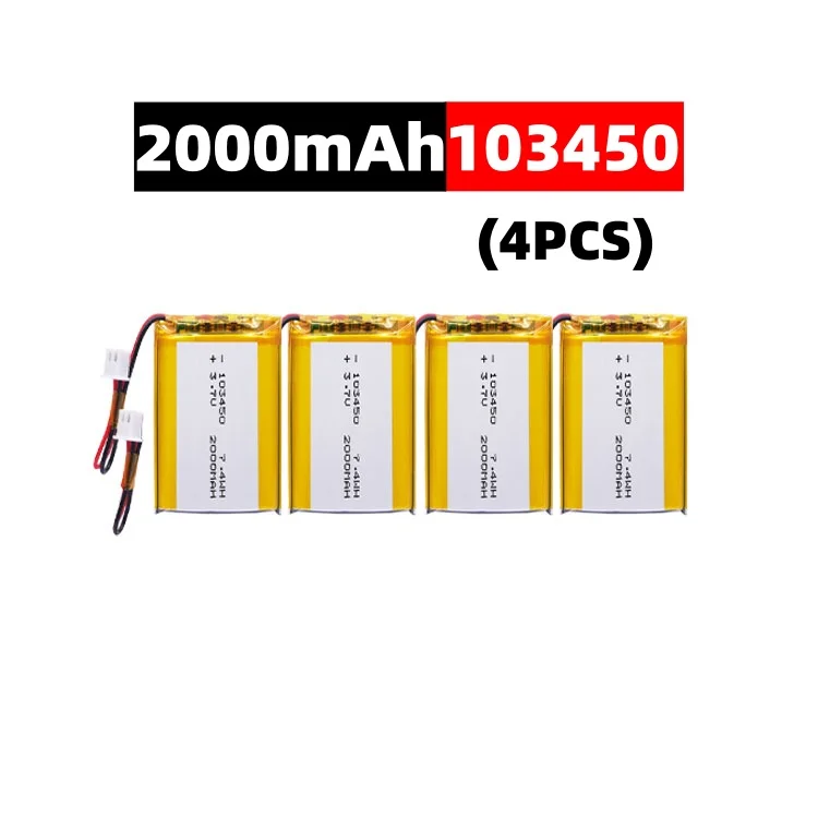 103450 3.7 V 2000 mAh Polymeer Lithium Oplaadbare Batterij jst PH 2.0mm 2pin plug voor Camera GPS navigator MP5 Bluetooth Headset