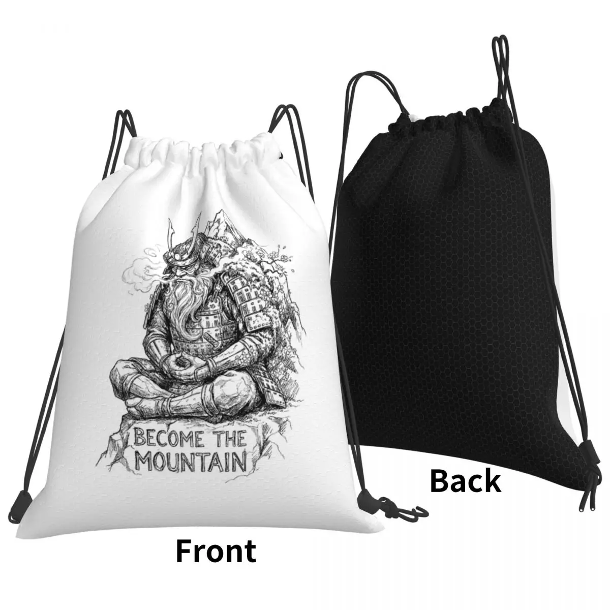 

Mountain's Whisper Japanese Oni Warrior Backpacks Casual Drawstring Bundle Pocket Sports Bag Book Bags for Travel Students