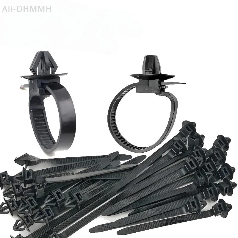 10/20PCS Car Nylon Black Cable Ties Push Mount Wire Harness Fastener Cable Clamp Clips Ties Management Car Wire Organizers