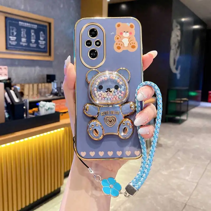 

Ремешок клевера, ремешок с милым кукольным медведем, чехол-держатель для телефона на Huawei Honor 9X Pro 60 70 80 90 100 200 300 Pro Ultra Y9s Cover