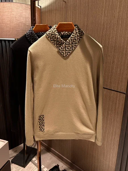 

[Light luxury high-end sense, cross-neck] Autumn and winter new high-quality turtleneck V-neck pullover knitted sweater