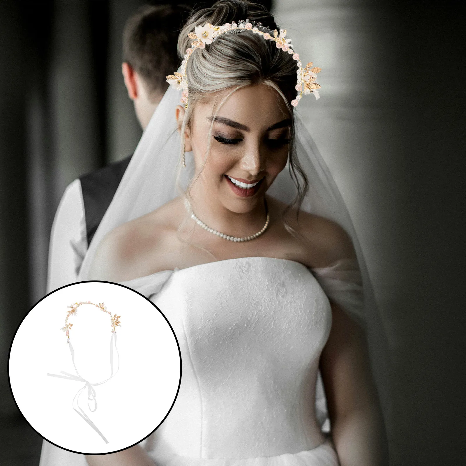 

2Pcs Flower Wreath Headband Bridal Floral Crown Elegant Artificial Flower Vine Wedding Headpiece Wedding Hair Accessories Boho