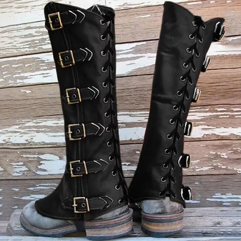 Sapatos de perna medievais com cadarço, gaiter para homens, cavaleiro pirata viking, cosplay, steampunk, trajes de armadura renascentista, estilo retrô