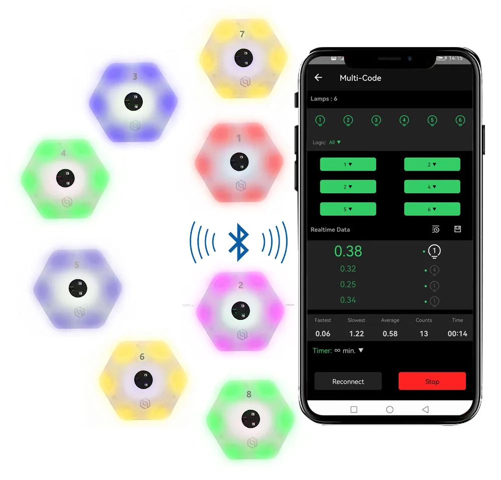 High-end versie Agile Training Reactielicht Kinderfitness Basketbal Taekwondo Sportuitrusting Systeem 8 Lichten + APP