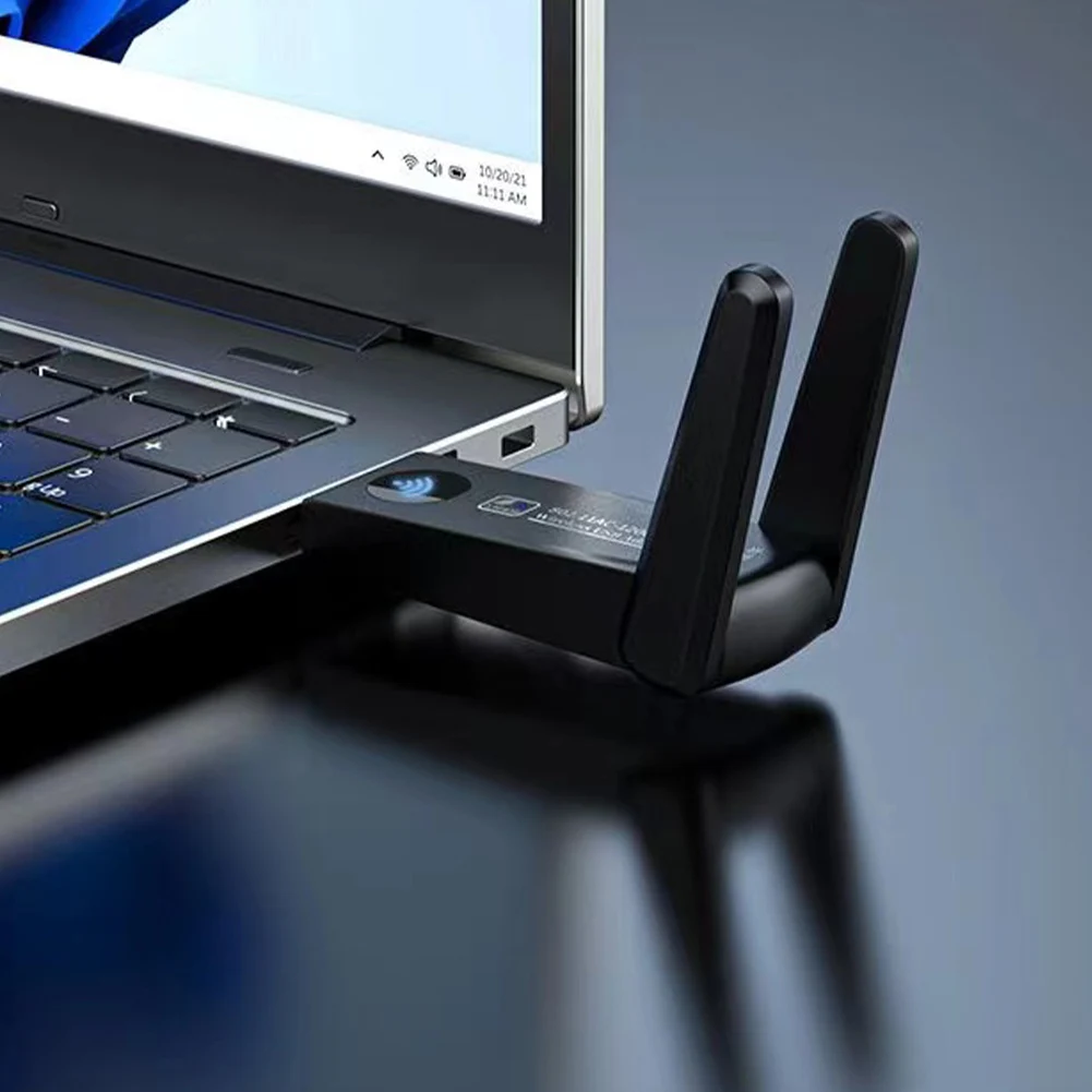 อะแดปเตอร์ Wi-Fi USB 1200Mbps 802.11A USB3.0 2.4G/5GHz อะแดปเตอร์การ์ดเครือข่ายไร้สาย Wi-Fi dongle เสาอากาศคู่สำหรับคอมพิวเตอร์ตั้งโต๊ะ