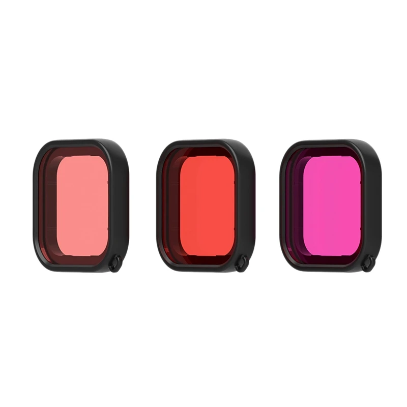 PULUZ 3Pcs 3 In 1 Square Housing Diving Color Lens Filter For Gopro HERO 8 Red+Pink+Purple