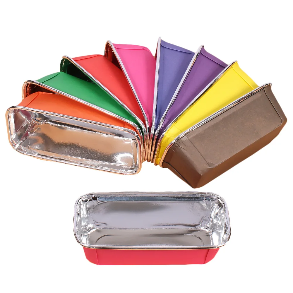 

50pcs Rectangular Color Rolled Cake Cup Golden Double Sided Aluminized Baking Cup Baking Cup Baking Cup Baking Cake Mould