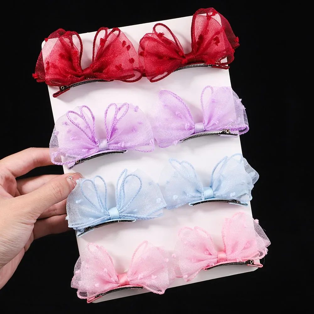 2Pcs Girls Sweet Chiffon Bows Hairpins for Baby Kids Hair Clips Cute Hair Pins Barrettes Headband Fashion Hair Accessories