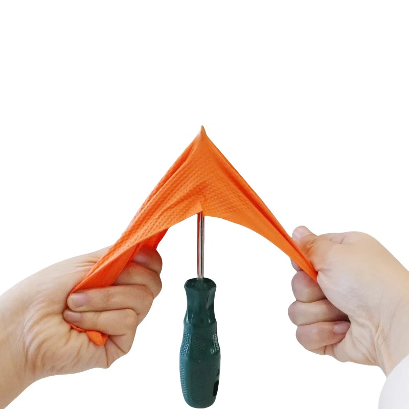 10/30PCS Disposable Gloves With Diamond Textured Grip For Mechanic Safety And Work Gloves Heavy Duty Orange Nitrile Gloves