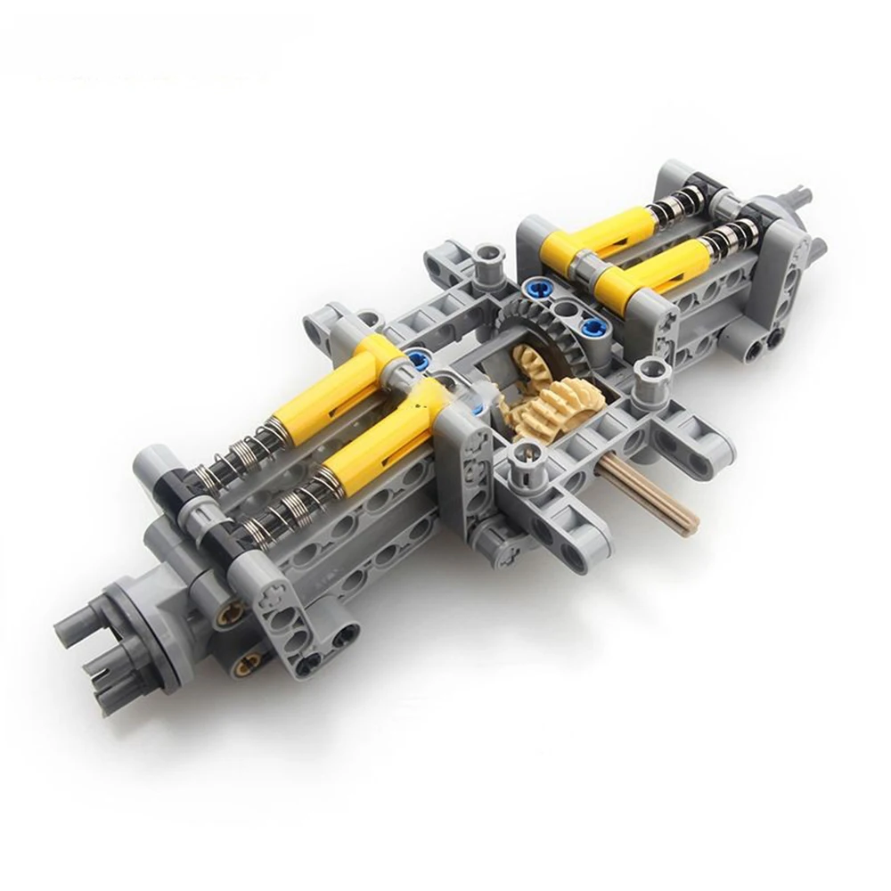 MOC Rear Drive System Shock Absorbing Car Chassis Toy Differentials Puzzle Building Blocks Model Building Blocks Technical Parts