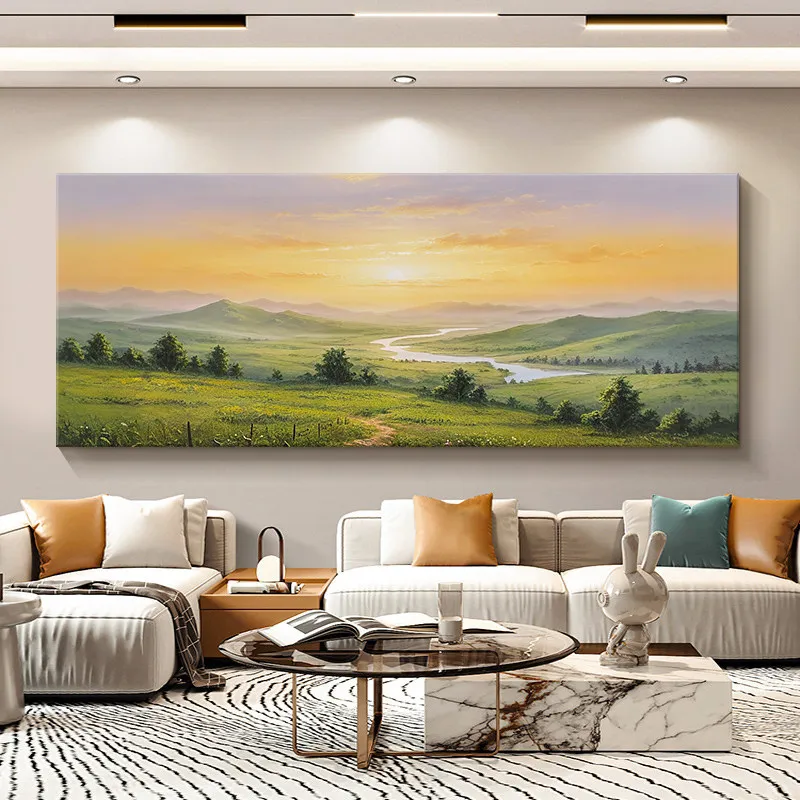 oil painting living room decorative painting light luxury high sense landscape sofa background wall hanging painting