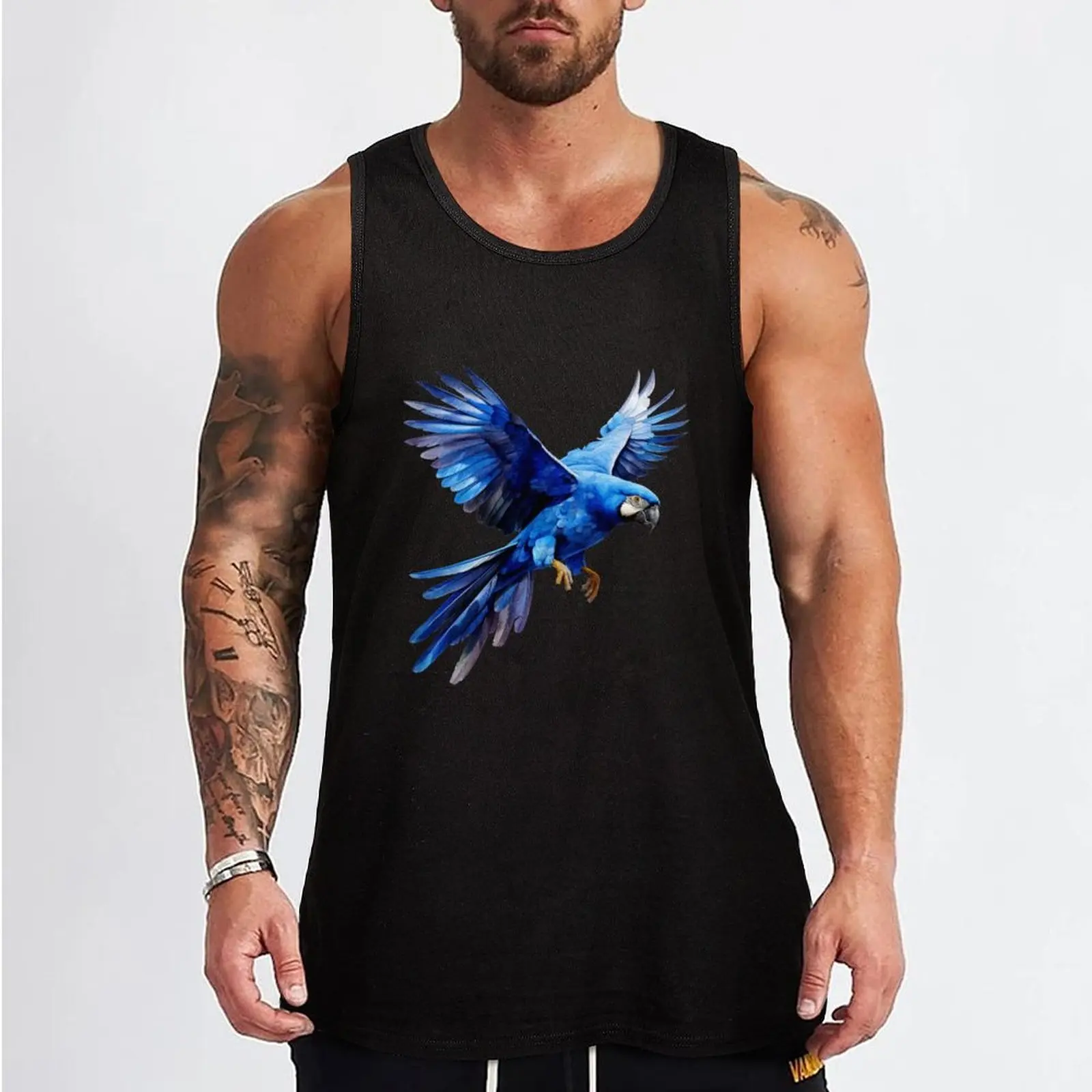 Flying Blue Parrot Tank Top Muscle fit running shirt underwear gym training accessories