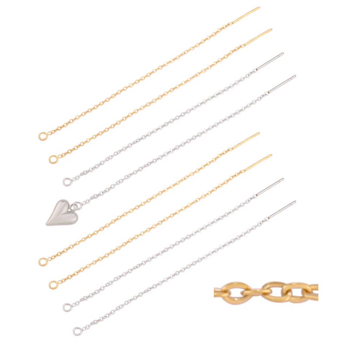 

6pcs/lot Stainless Steel Threader Chain Earrings Findings For Jewelry DIY Making Drop Earrings Tassel Chain Accessories