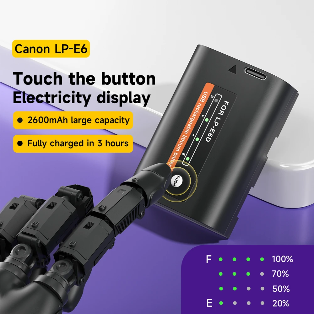 LP E6 LPE6 LP-E6 LP-E6N Type-C شحن البطارية + علبة شاحن لكانون EOS R R5 R6 60D 70D 80D 90D 5D IV 5DS R 7D علامة الكاميرا