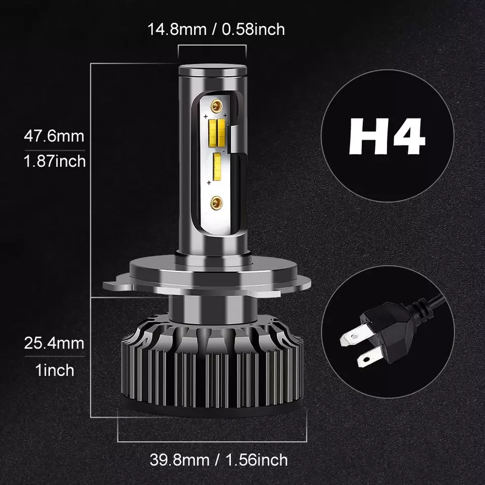 Heyword-faros LED H4 H7 para coche, luces antiniebla con 3 colores cambiantes, 3000K, 4500K, 6500K, Flash de 80W, 2 unidades, H1, H3, H11, 9005, H13