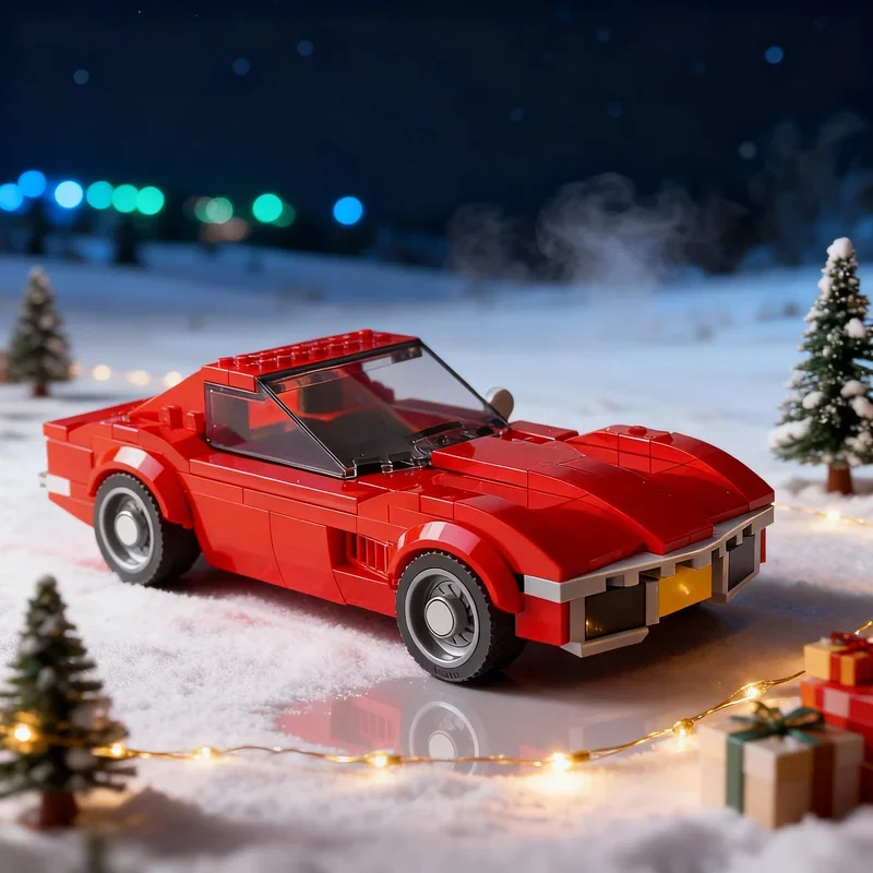 230 pièces MOC City Champions Chevrolet Corvette Stingray Modèle de blocs de construction Cadeau de festival Jouets Éducation architecturale Briques