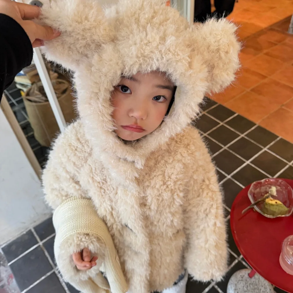 

Детская одежда, меховое пальто для девочек, новое зимнее стильное теплое модное однотонное детское теплое толстое милое теплое пальто для девочек