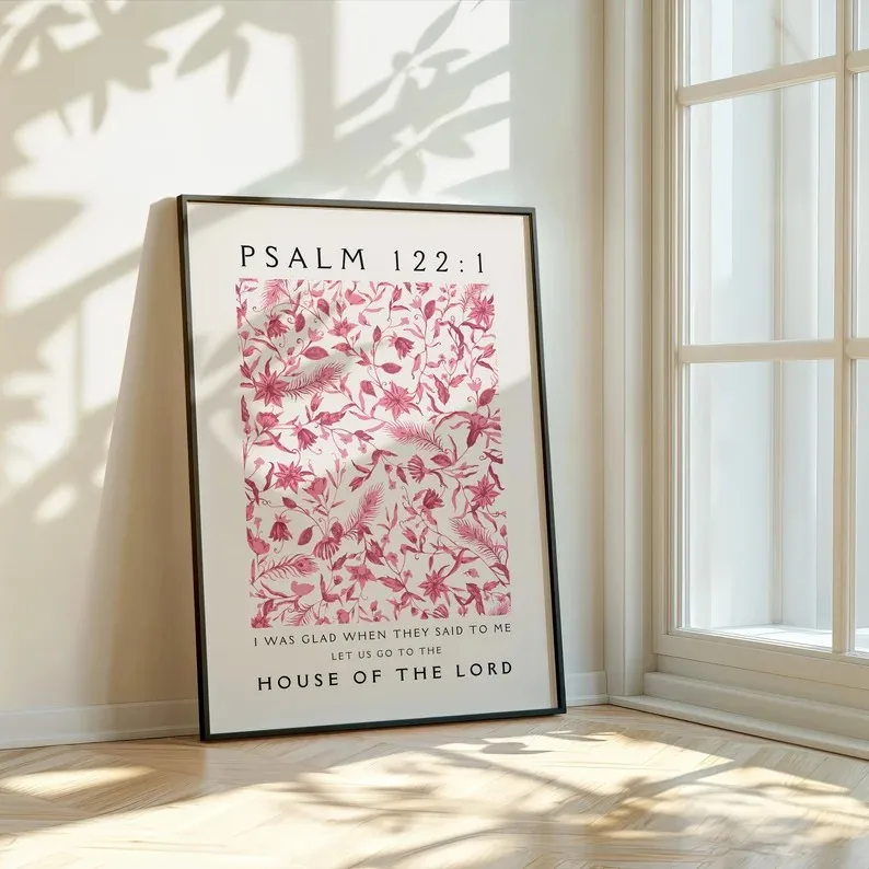 Pink Christian Verse Prints Posters Vintage Bible Wall Art Canvas Painting Modern Living Room Bedroom Home Aesthetic Decoration