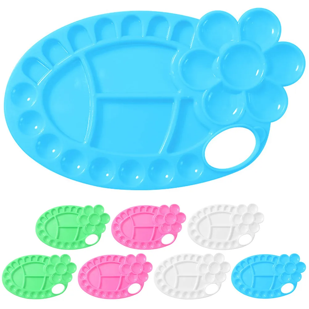 

8Pcs Paint Color Mixing Pallet Sturdy Plastic Pigment Tray Compact Artist Paint Tray for Watercolor DIY Painting Plate